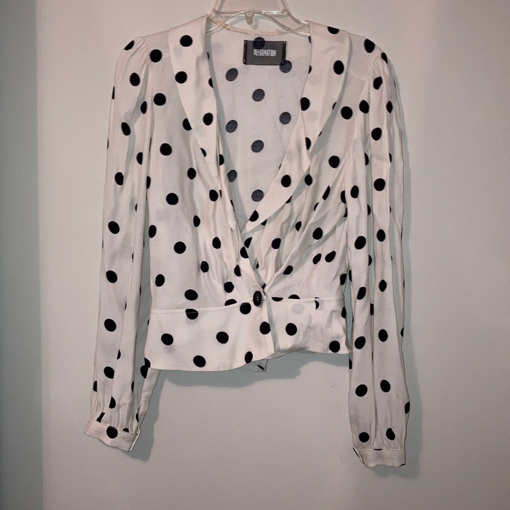 Reformation polka dot shirt
